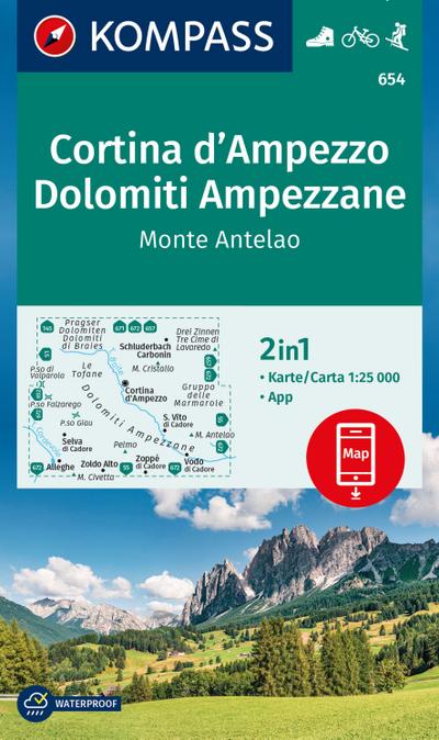 KOMPASS Wanderkarte 654 Cortina d’Ampezzo, Dolomiti Ampezzane, Monte Antelao 1:25.000