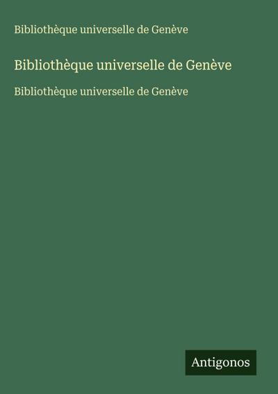 Bibliothèque universelle de Genève