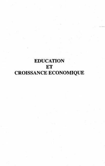 Education et croissance economique