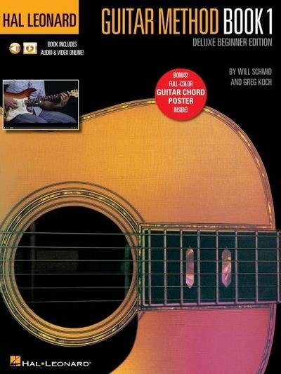 Hal Leonard Guitar Method Book 1 Deluxe Beginner Edition Guitar Lesson Book with Online Audio and Video Learn Acoustic and Electric Guitar Chords Techniques and Songs