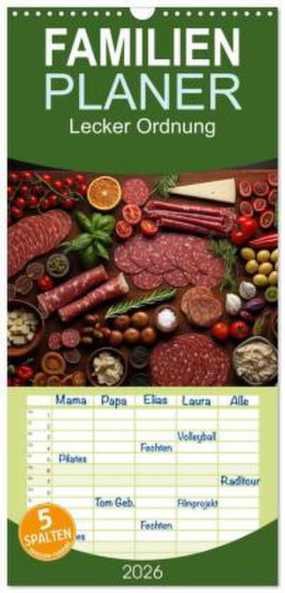 Familienplaner 2026 - Lecker Ordnung mit 5 Spalten (Wandkalender, 21 x 45 cm) CALVENDO