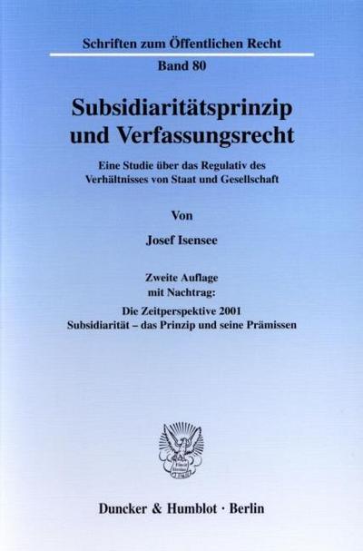 Subsidiaritätsprinzip und Verfassungsrecht.