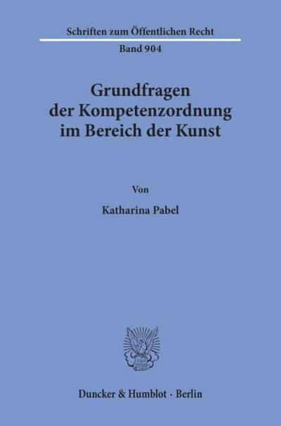 Grundfragen der Kompetenzordnung im Bereich der Kunst.