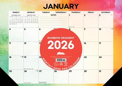 Rainbow Gradient 2026 17 X 12 Small Monthly Deskpad