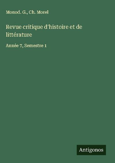 Revue critique d’histoire et de littérature
