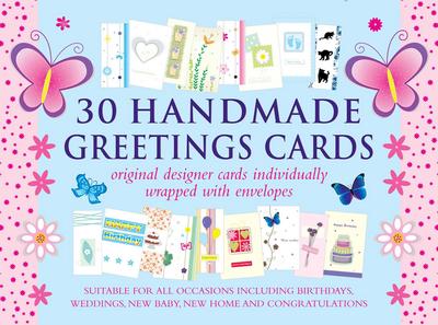 30 Handmade Greetings Cards (Blue/Pink Box): Original Designer Cards Individually Warpped with Envelopes (Boxed Set)