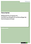 Pädagogischer Umgang mit Verhaltensauffälligkeiten auf Grundlage der Individualpsychologie