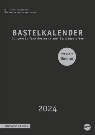 Bastelkalender 2024 Premium schwarz A4. Blanko-Kalender zum Basteln mit extra Titelblatt für eine persönliche Gestaltung. Foto- und Bastelkalender 2024.
