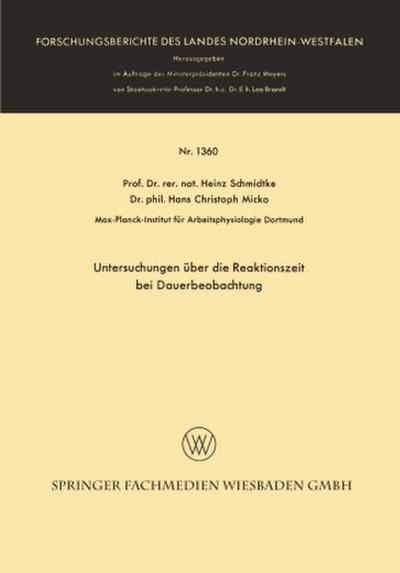 Untersuchungen über die Reaktionszeit bei Dauerbeobachtung
