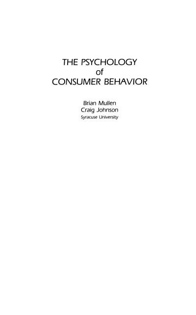 The Psychology of Consumer Behavior