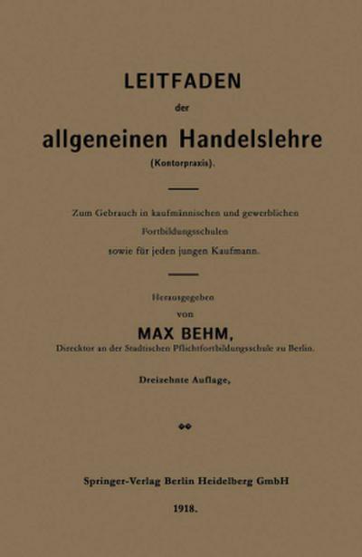 Leitfaden der allgemeinen Handelslehre (Kontorpraxis)