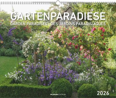 Gartenparadiese 2026 - Wandkalender 52 x 42,5 cm - Spiralbindung