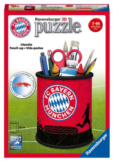 Ravensburger 3D Puzzle 11215 - Utensilo FC Bayern - 54 Teile - Stiftehalter für FC Bayern München Fans ab 6 Jahren, Schreibtisch-Organizer für Kinder