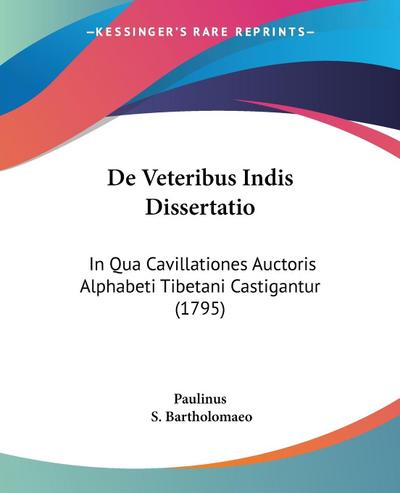 De Veteribus Indis Dissertatio