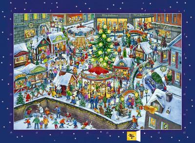 Wandkalender Wimmeliger Weihnachtsmarkt