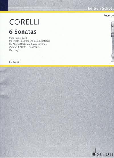 6 Sonaten aus op.5 Band 1 (Nr.1-3)für Altblockflöte und Bc