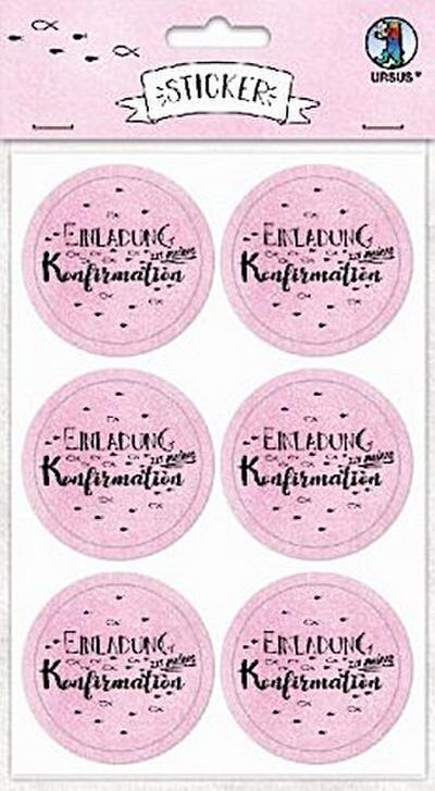 URSUS 24 Sticker "Einladung zu meiner Konfirmation", rosa