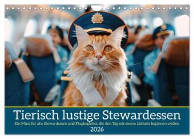 Tierisch lustige Stewardessen (Wandkalender 2026 DIN A4 quer), CALVENDO Monatskalender