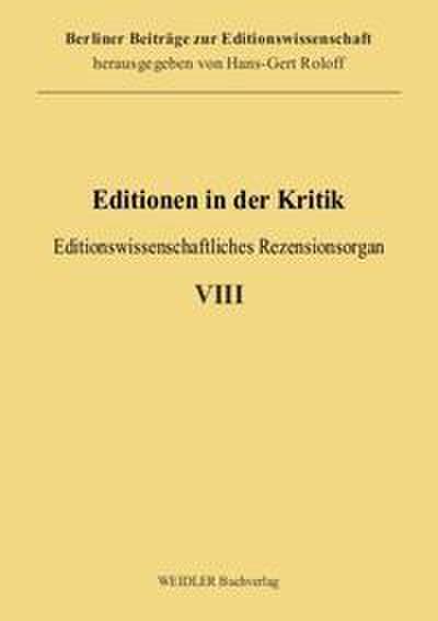 Editionen in der Kritik 8