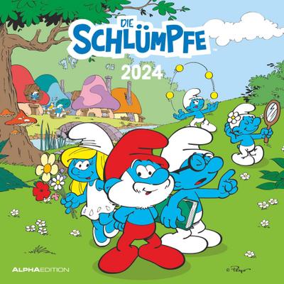 Die Schlümpfe 2024 - Broschürenkalender 30x30 cm (30x60 geöffnet) - Kalender mit Platz für Notizen - Bildkalender - Wandplaner - Kinderkalender