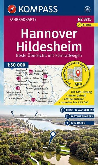 KOMPASS Fahrradkarte 3215 Hannover, Hildesheim 1:50.000