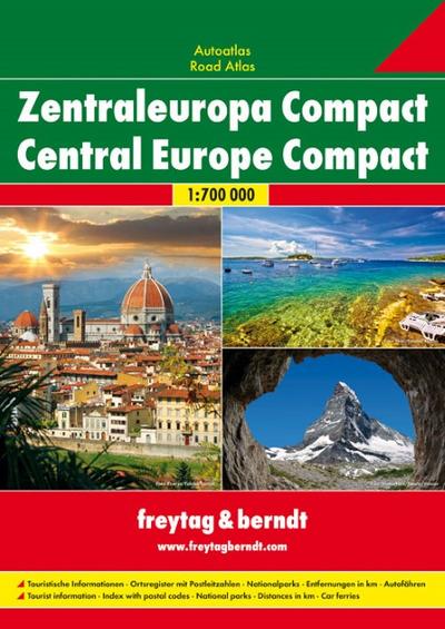 Freytag & Berndt Atlas Zentraleuropa Compact, Autoatlas 1:700.000. Central Europe Compact Road Atlas