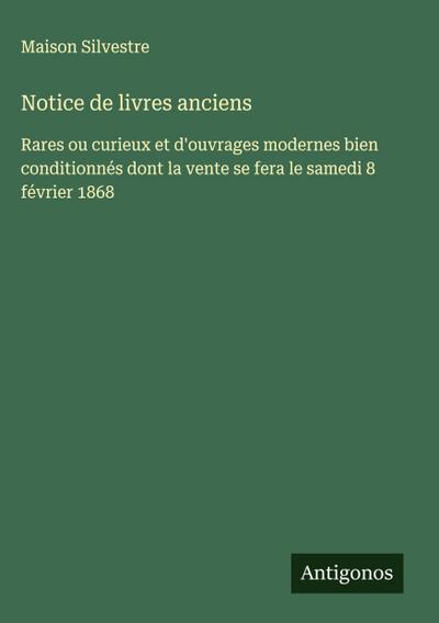 Notice de livres anciens