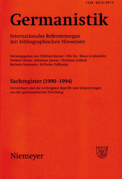 Germanistik, Sachregister (1990-1994)