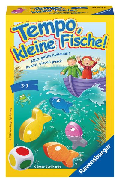 Ravensburger 23334 - Tempo, kleine Fische, Mitbringspiel für 1-6 Spieler, Kinderspiel ab 3 Jahren, kompaktes Format, Reisespiel, Brettspiel