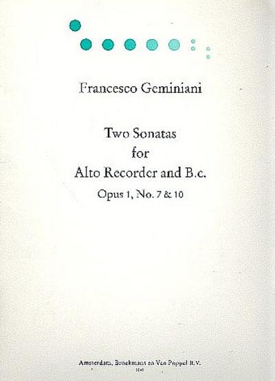 2 Sonatas op.1 nos.7+10for alto recorder and bc