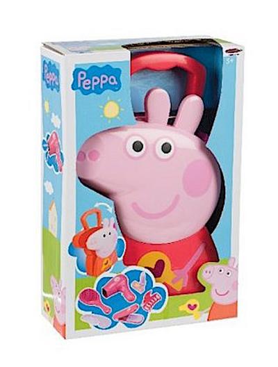 Jamara 410097 Koffer Haarstyling-7-Teiliges Haarkofferset, Stabiler und handlicher Tragekoffer, kindgerechter Haarschmuck mit Haarrocker (Atrappe) und Zubehör, niedliches Peppa Pig Design, rot