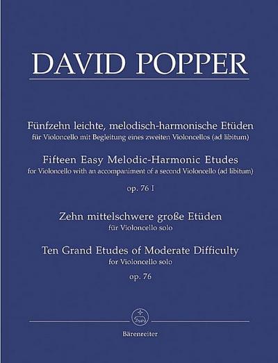 15 leicht, melodisch-harmonische u. rhythm. Etüden op.76/1. 10 mittelschwere große Etüden op.76, Violoncello