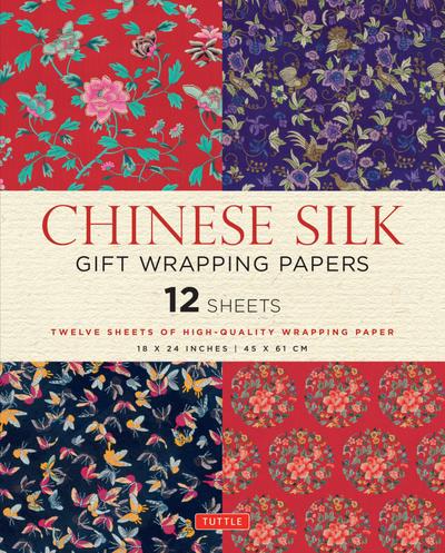 Chinese Silk Gift Wrapping Papers - 12 Sheets