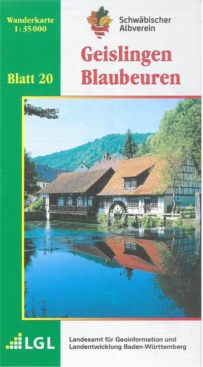 Topographische Wanderkarte Baden-Württemberg Geislingen, Blaubeuren