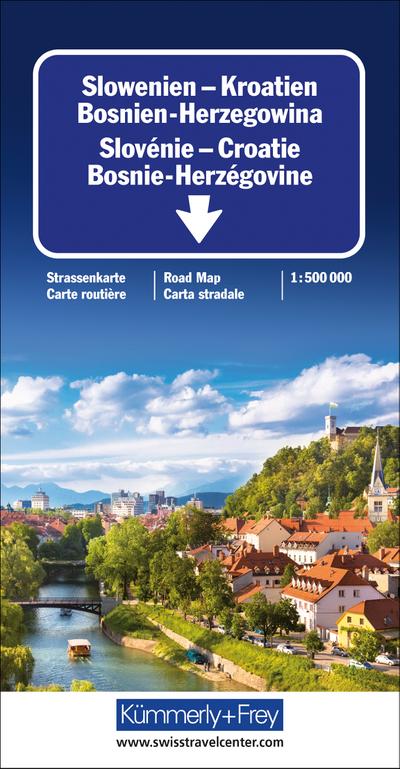 Kümmerly+Frey Karte Slowenien - Kroatien - Bosnien-Herzegowina / Slovénie, Croatie, Bosnie-Herzégovine / Slovenia, Croatia, Bosnia-Herzegovina / Slovenia, Croazia, Bosnia-Erzegovina Strassenkarte