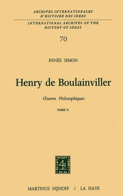 Henry de Boulainviller Tome II - Renée Simon