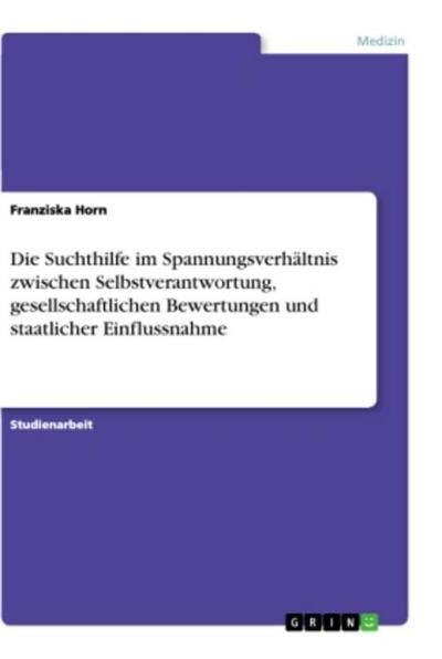 Die Suchthilfe im Spannungsverhältnis zwischen Selbstverantwortung, gesellschaftlichen Bewertungen und staatlicher Einflussnahme