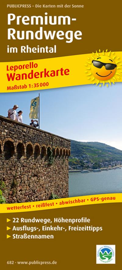 Premium-Rundwege im Rheintal: Leporello Wanderkarte mit Ausflugszielen, Einkehr- & Freizeittipps, wetterfest, reißfest, abwischbar, GPS-genau. 1:35000 (Leporello Wanderkarte / LEP-WK)