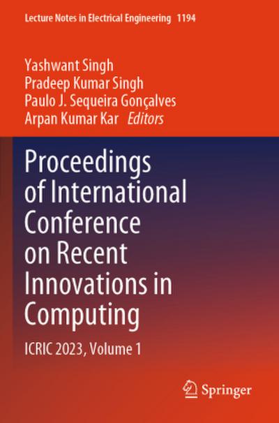Proceedings of International Conference on Recent Innovations in Computing