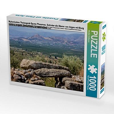Mykenisches Tholosgrab Epano Phournos. Dahinter die Ebene von Argos mit Burg Larissa, Argolis, Peloponnes, Griechenland (Puzzle)