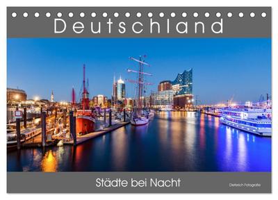 Deutschland Städte bei Nacht (Tischkalender 2025 DIN A5 quer), CALVENDO Monatskalender
