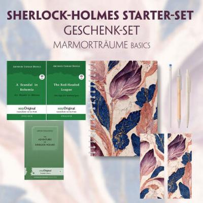 The Adventures of Sherlock Holmes Starter-Paket Geschenkset (mit Audio-Online) + Marmorträume Schreibset Basics, m. 3 Beilage, m. 3 Buch