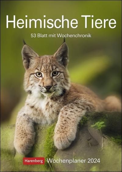Heimische Tiere Wochenplaner 2024. Jede Woche schöne Tierfotos in einem praktischen Kalender zum Eintragen. Ein Terminkalender für die Wand mit beeindruckenden Aufnahmen und viel Platz für Notizen