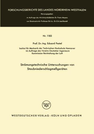 Strömungstechnische Untersuchungen von Staubniederschlagsmeßgeräten