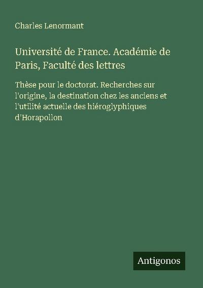 Université de France. Académie de Paris, Faculté des lettres