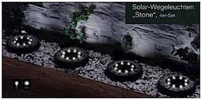 Solar-Wegeleuchten Stone, 4er-Set