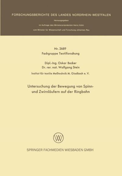 Untersuchung der Bewegung von Spinn- und Zwirnläufern auf der Ringbahn