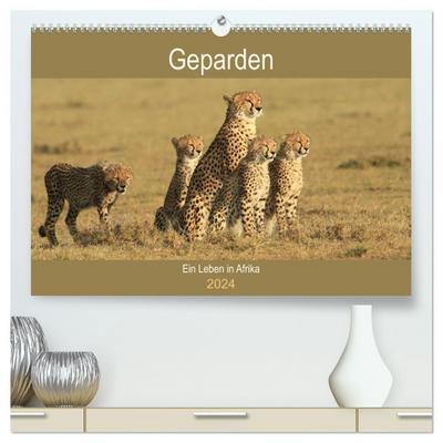 Geparden - Ein Leben in Afrika (hochwertiger Premium Wandkalender 2024 DIN A2 quer), Kunstdruck in Hochglanz
