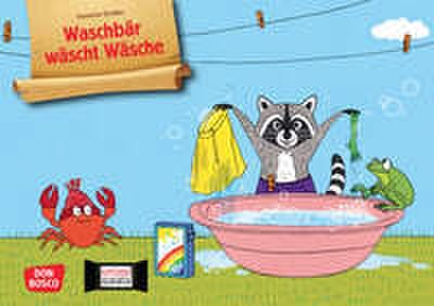 Waschbär wäscht Wäsche