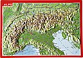 Reliefpostkarte Alpen